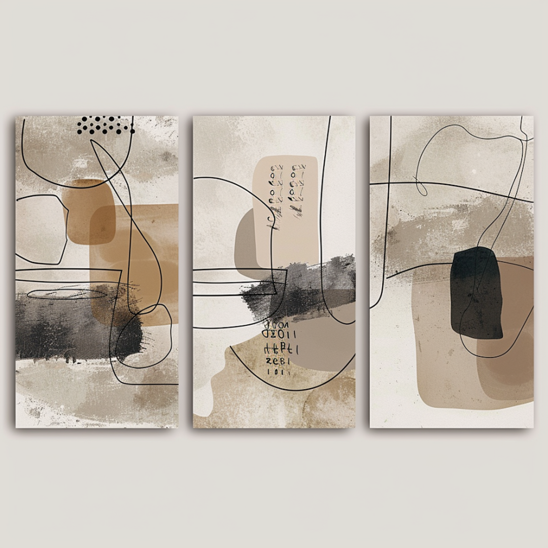 Abstract Wall Art Print Set of Three Painting Minimalist Paintings