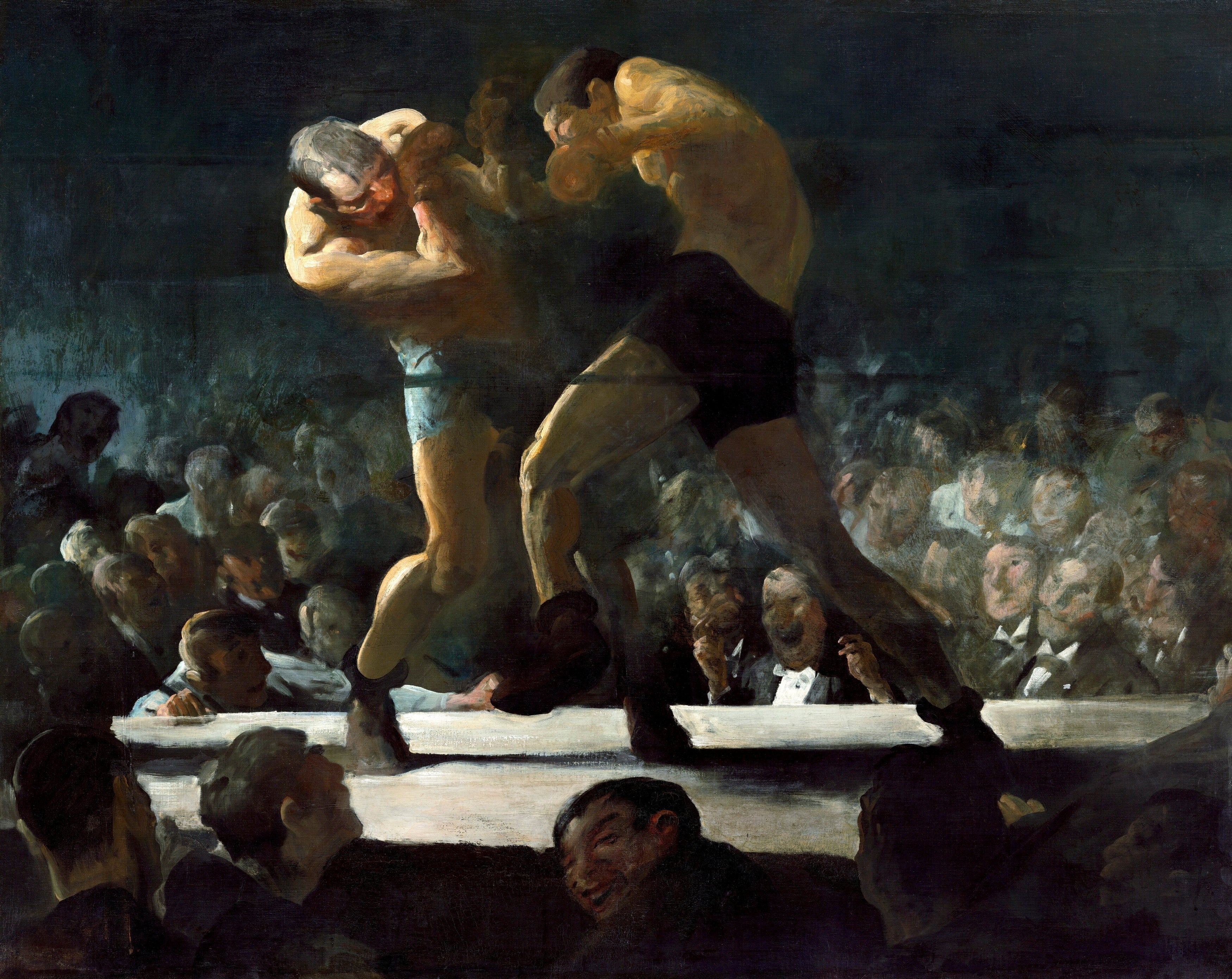 Club Night 1907 George Bellows 100% Hand Painted Oil on Canvas. Blue Surf Art