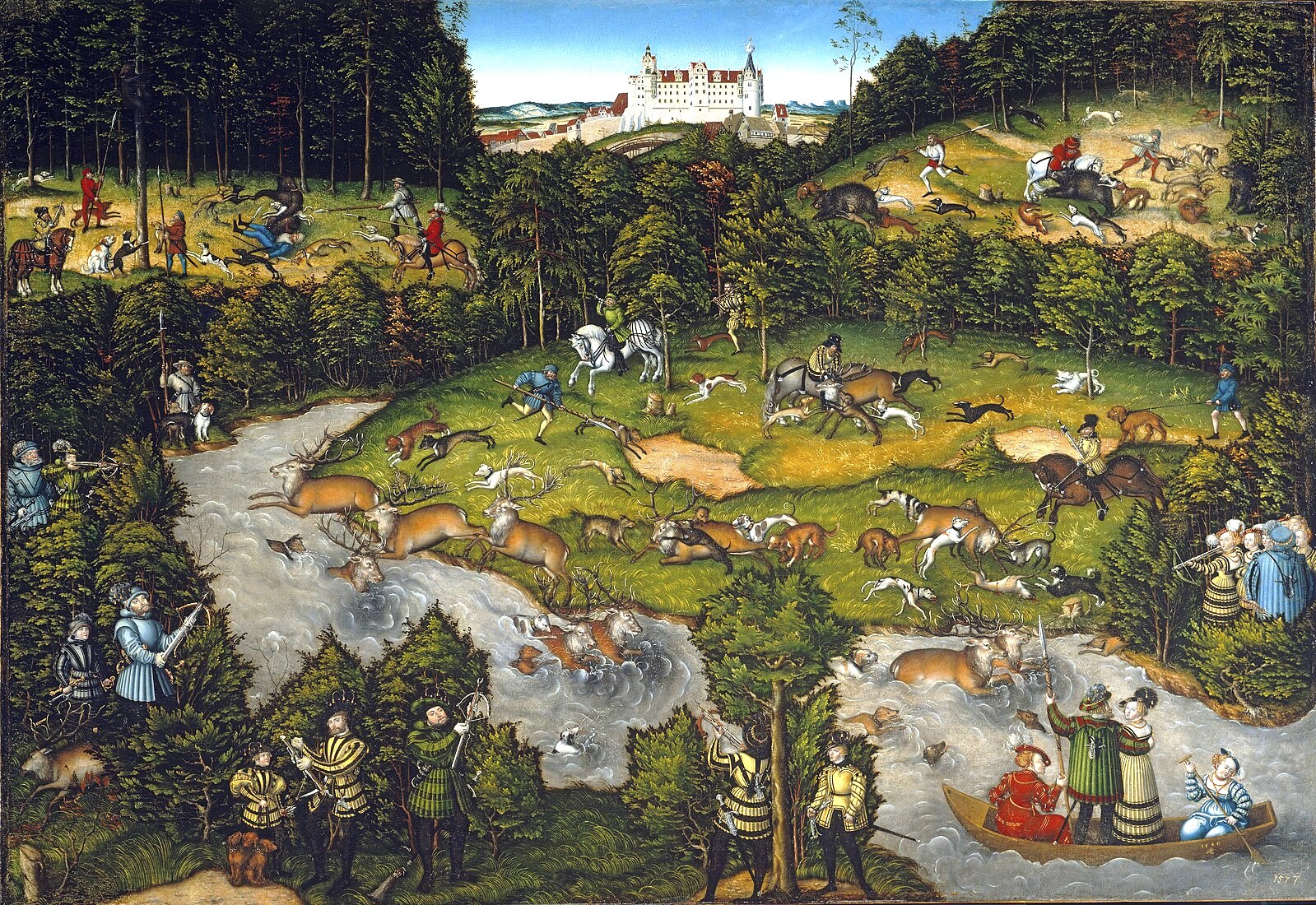 Hunting near Hartenfels Castle Lucas Cranach Reproduction Hand Painted Oil on Canvas