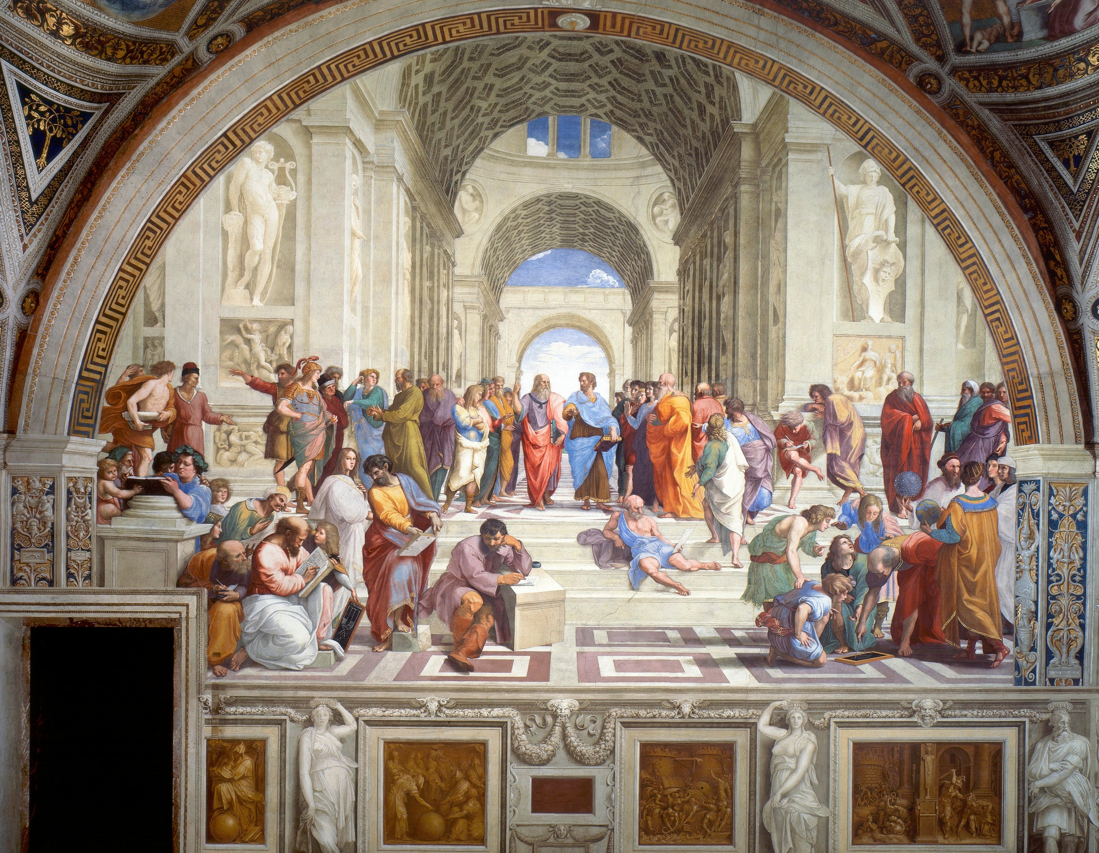 The School of Athens by Raphael 100% Hand Painted Art Reproduction. Blue Surf Art