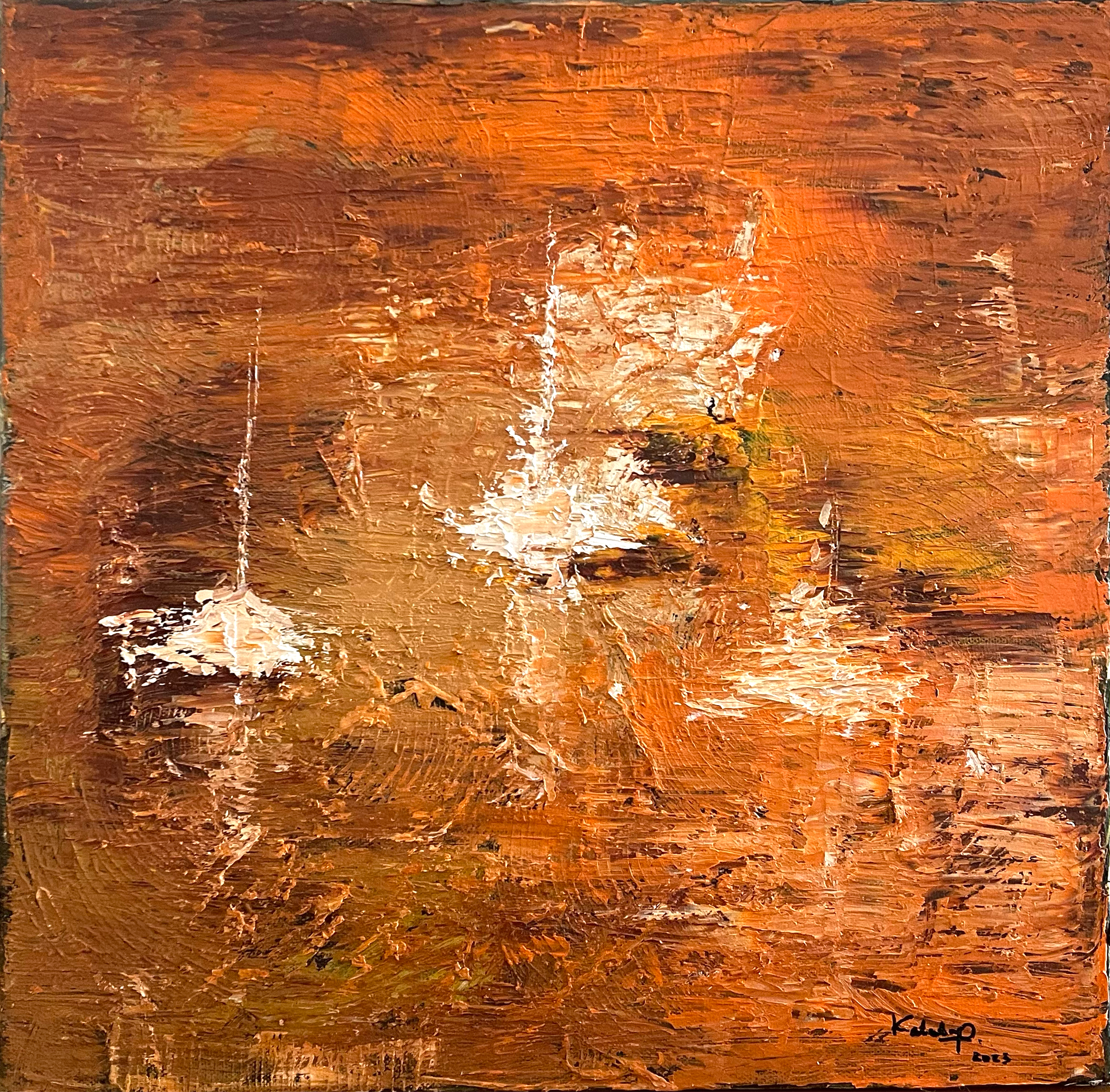 Seascape Painting Abstract Style Original Oil on Canvas by KateTmp