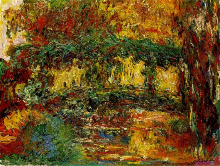 Shop Claude Monet’s The Japanese Bridge 1924 oil painting reproduction. Museum-quality hand-painted Impressionist canvas art by Blue Surf Art.