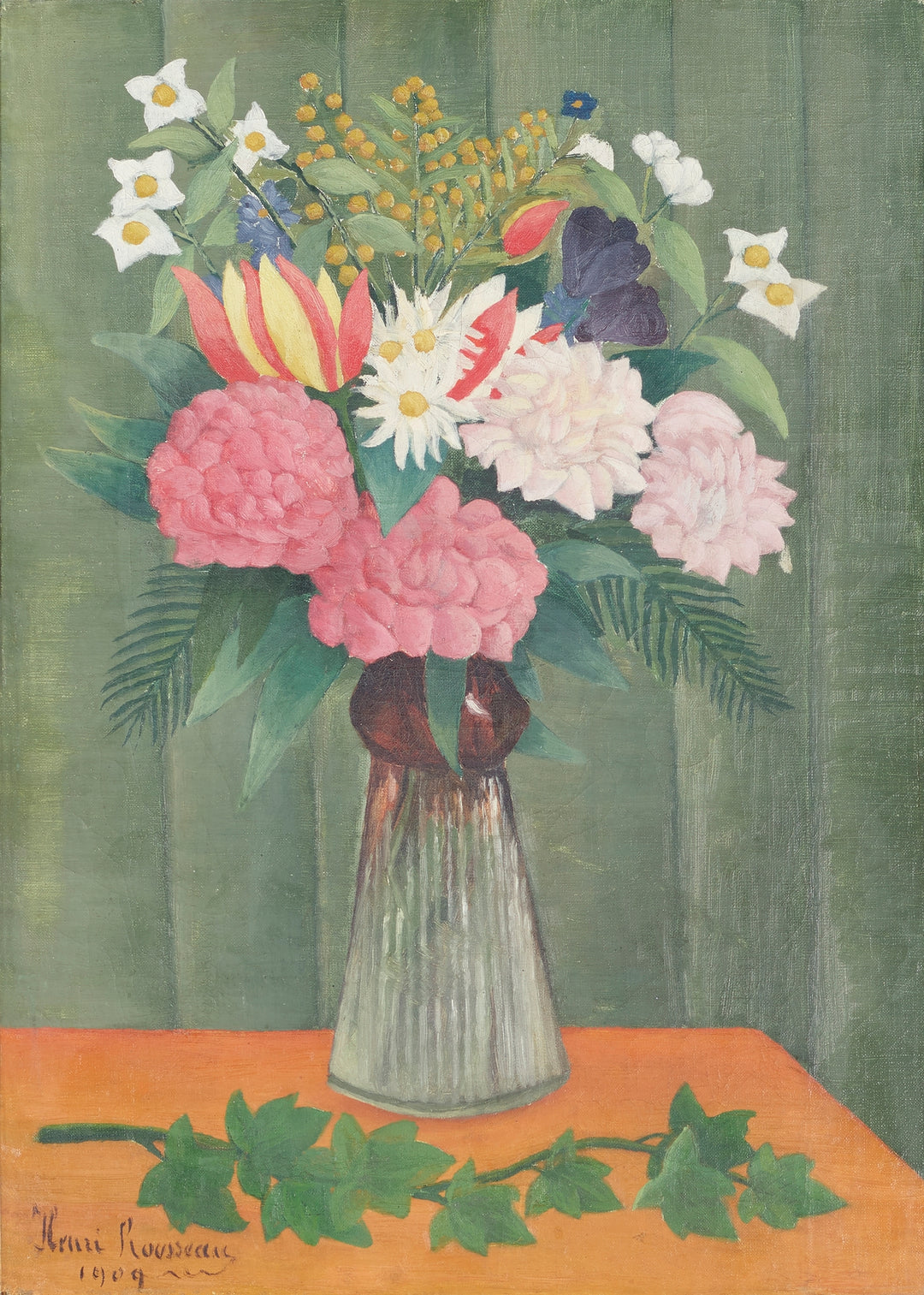 Flowers in a Vase 1910 Henri Rousseau Wall Art Gift Canvas Art Painting. Blue Surf Art