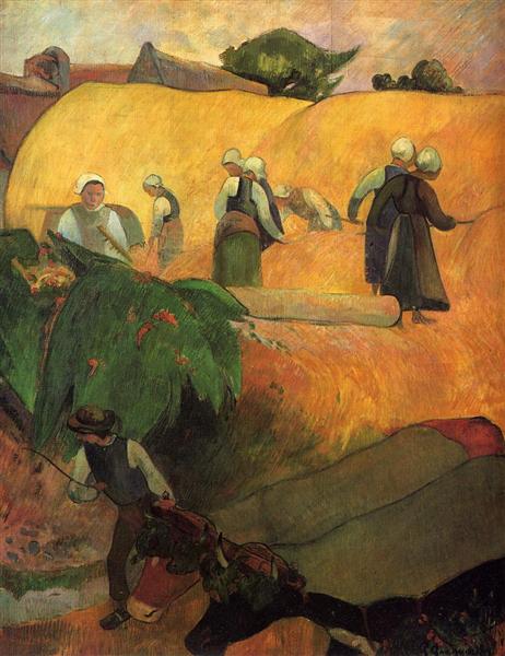 Haymaking Painting by Paul Gauguin Reproduction Oil on Canvas