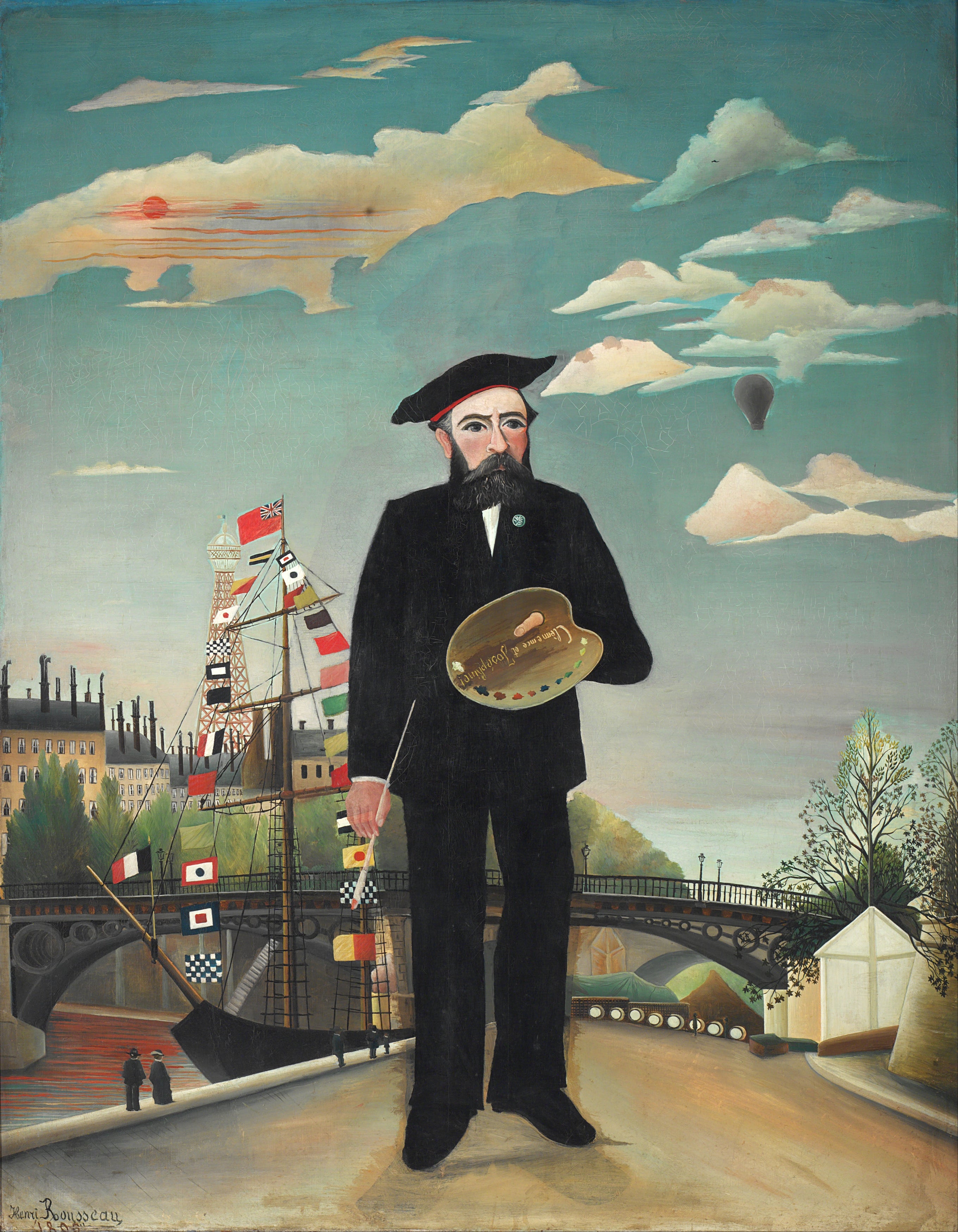 Henri Rousseau's Myself: Portrait – Landscape (1890) Henri Rousseau Wall Art Gift Canvas Art Painting - Blue Surf Art