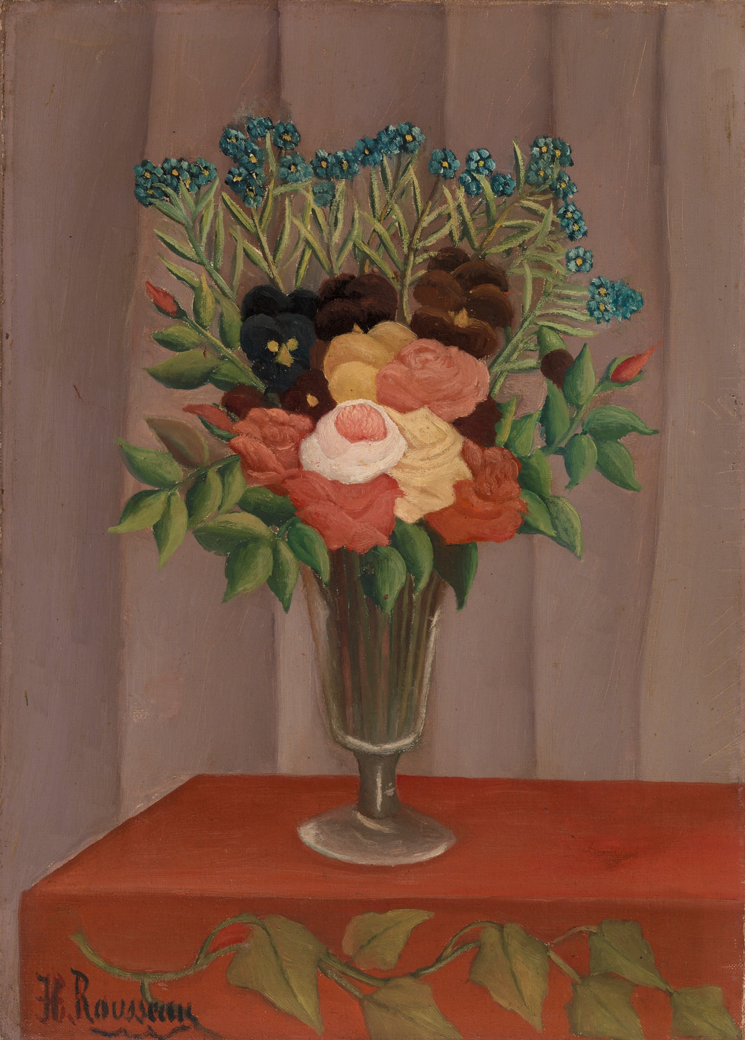 Bouquet of Flowers (Bouquet de fleurs) Henri Rousseau Wall Art Gift Canvas Art Painting - Blue Surf Art