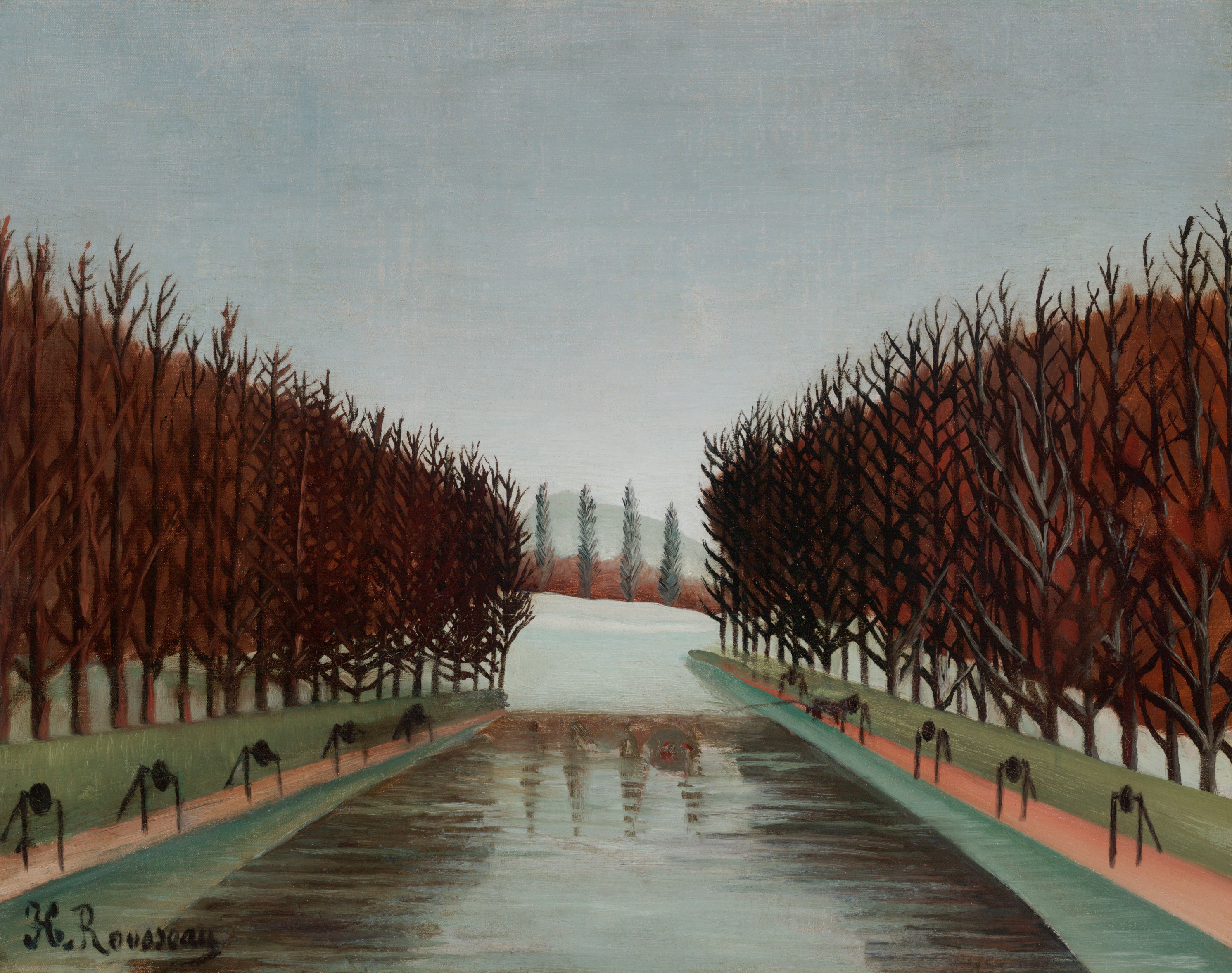 Study for View of the Pont de Sèvres (Esquisse pour Vue du Pont de Sèvres) 1908 Henri Rousseau Wall Art Gift Canvas Art Painting. Blue Surf Art