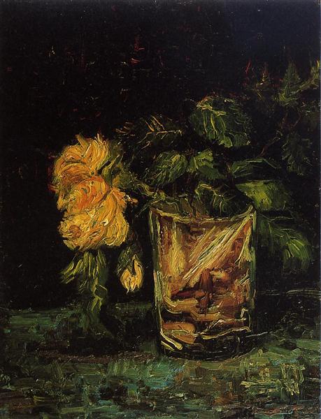 Glass with Roses (1886) by Van Gogh — Paris Period Floral Still Life