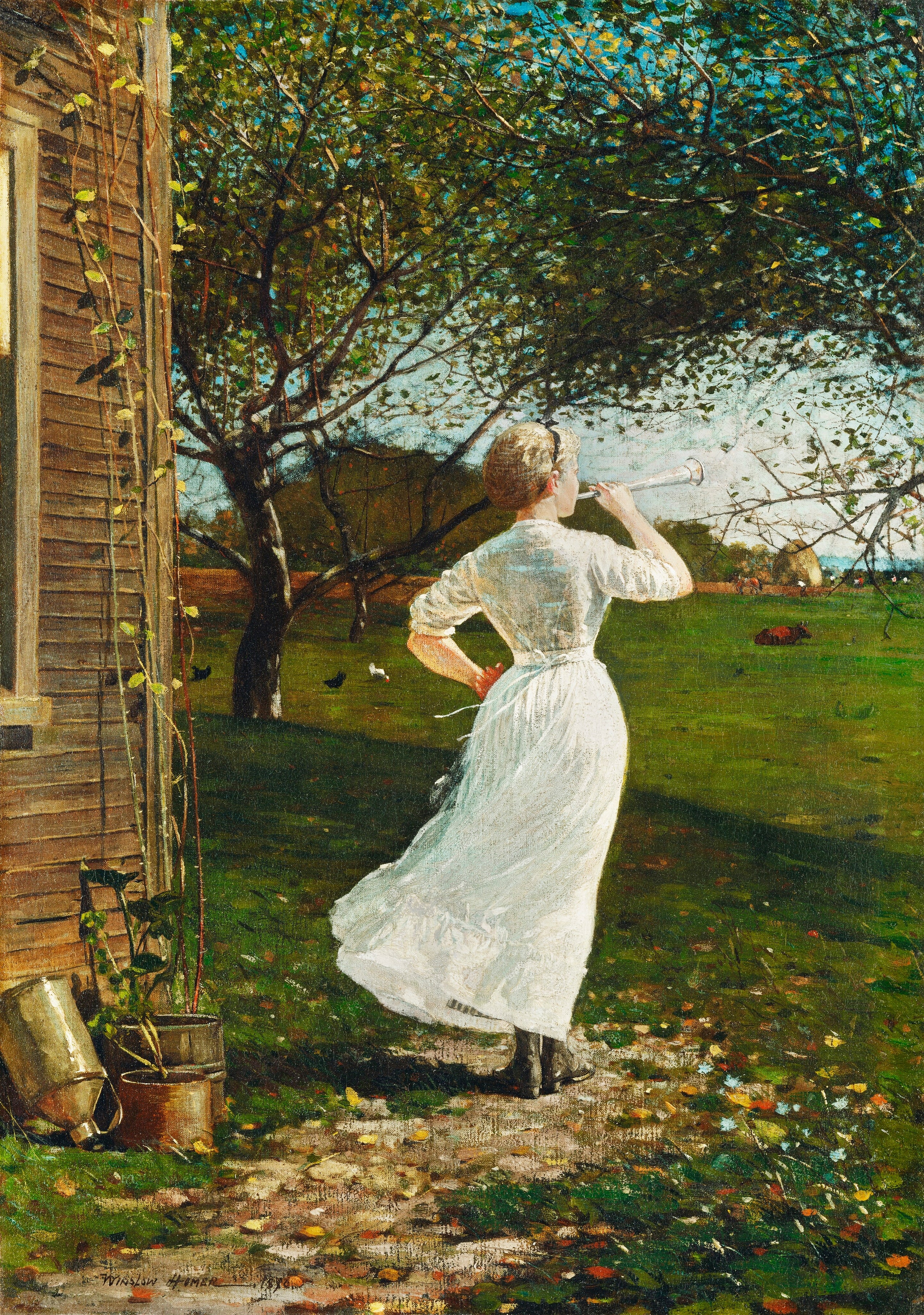 The Dinner Horn, Blowing the Horn at Seaside (1870)