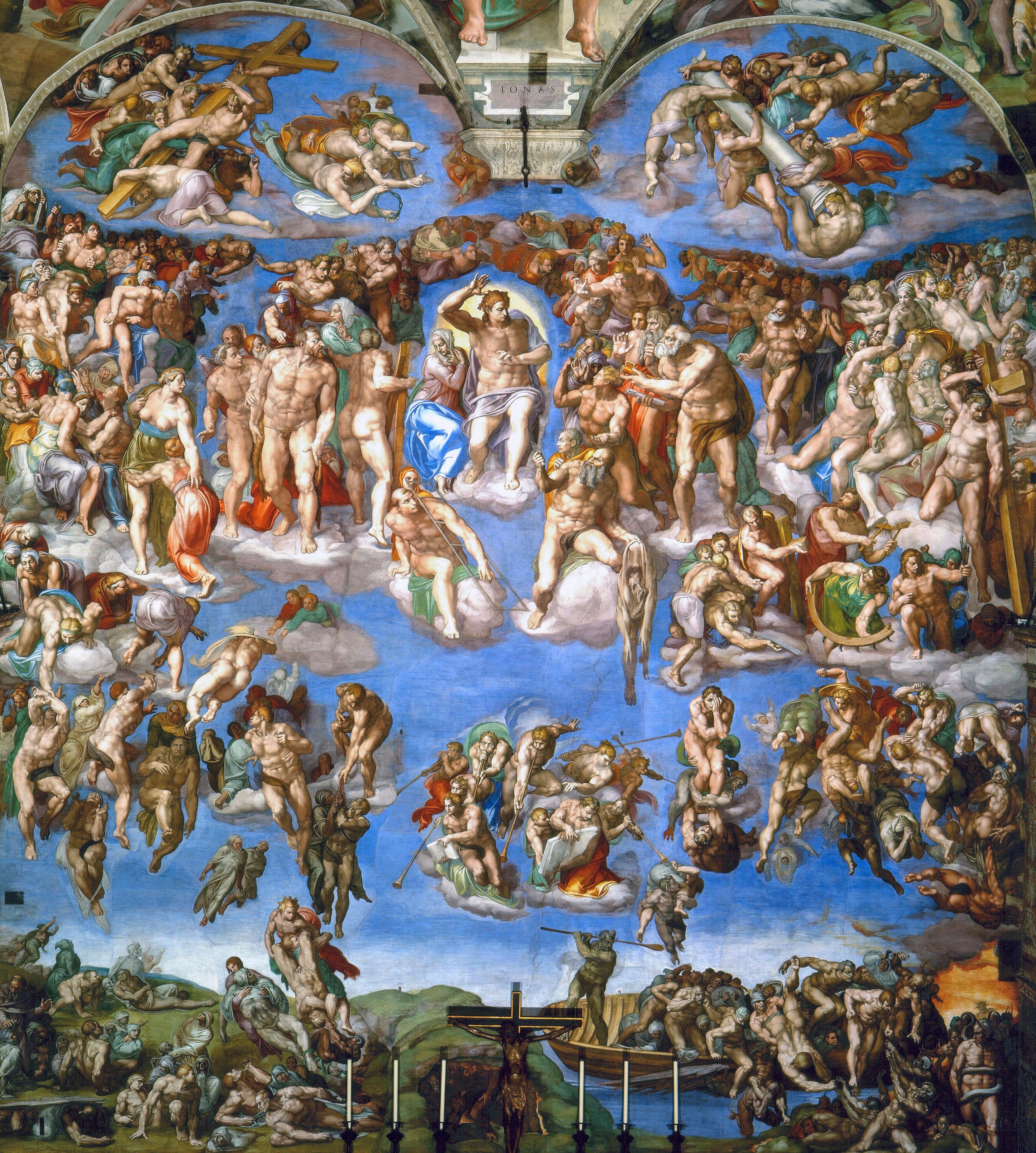 Michelangelo Buonarroti's The Last Judgment (1536-1541) Hand Painted Masterpiece Reproduction Oil Paint on Canvas Customisable Canvas Sizes