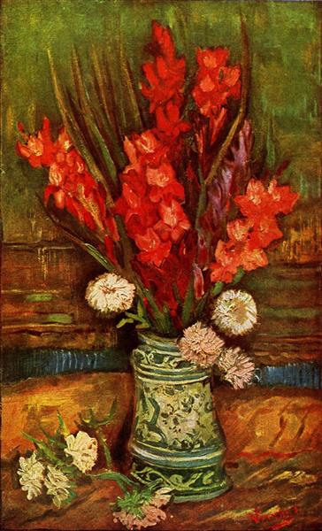 Still Life Vase with Red Gladiolas (1886) by Van Gogh — Paris Floral Still Life