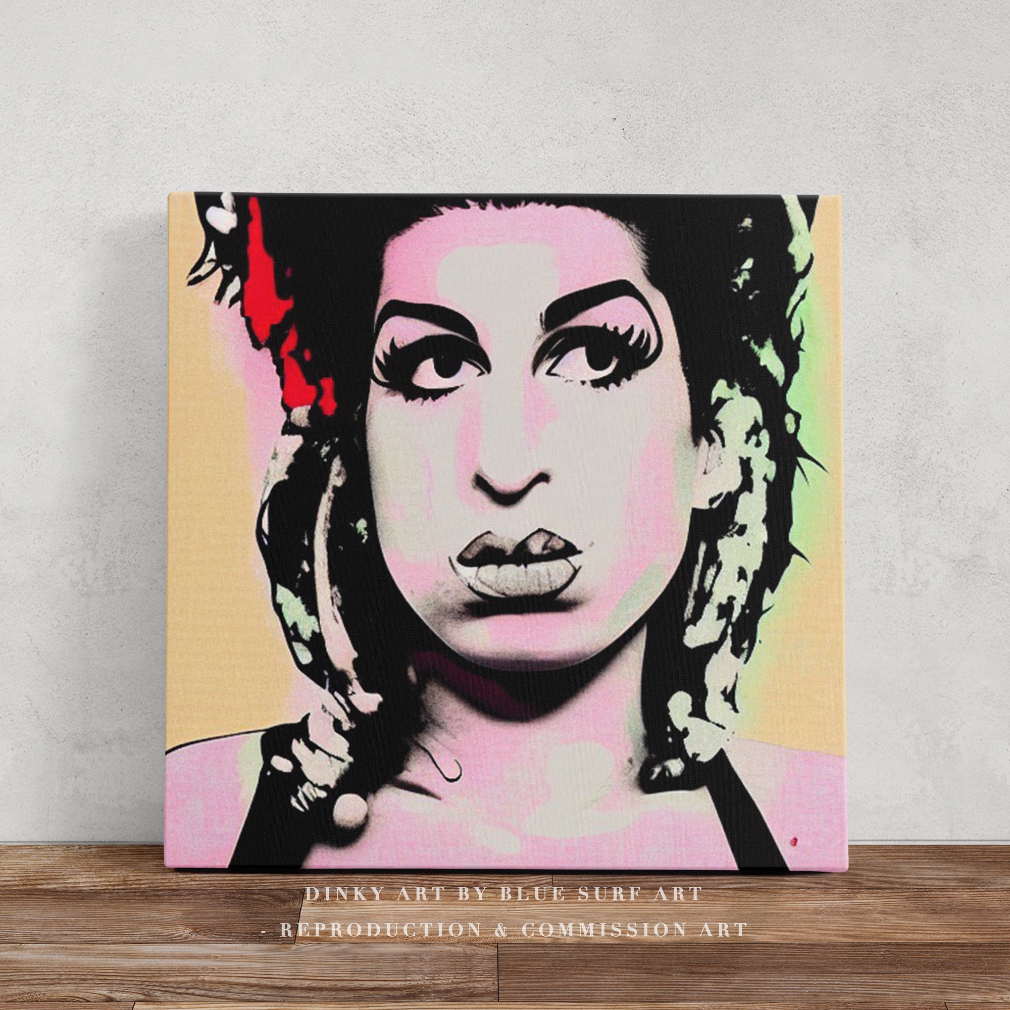Amy Winehouse POP ART Wall Art Original Oil Painting on Canvas by Blue Surf Art