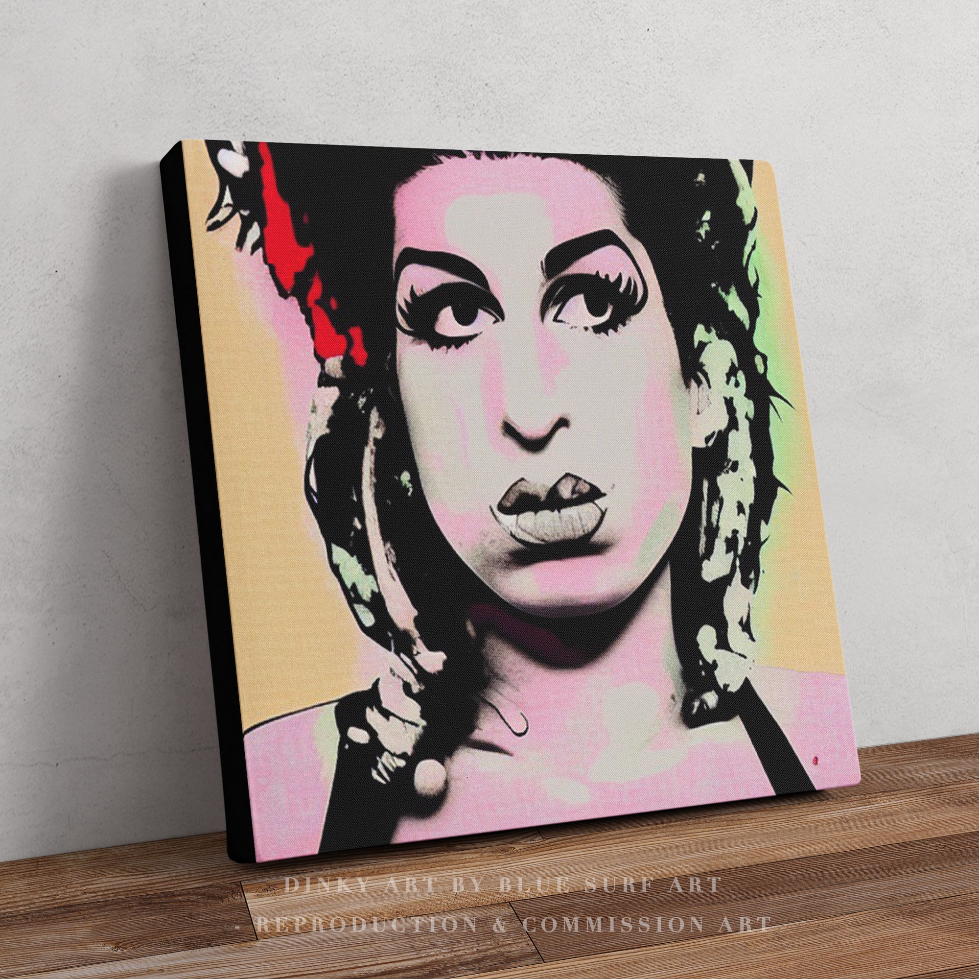 Amy Winehouse POP ART Wall Art Original Oil Painting on Canvas by Blue Surf Art