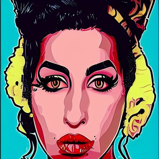 Amy Winehouse POP ART Wall Art Original Oil Painting on Canvas by Blue Surf Art