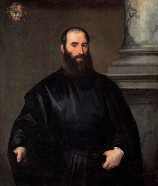 Portrait of Giacomo Doria by Titian – Venetian Renaissance, Palazzo Doria Tursi Genoa. Portrait of a bearded man in dark clothing against a neutral background