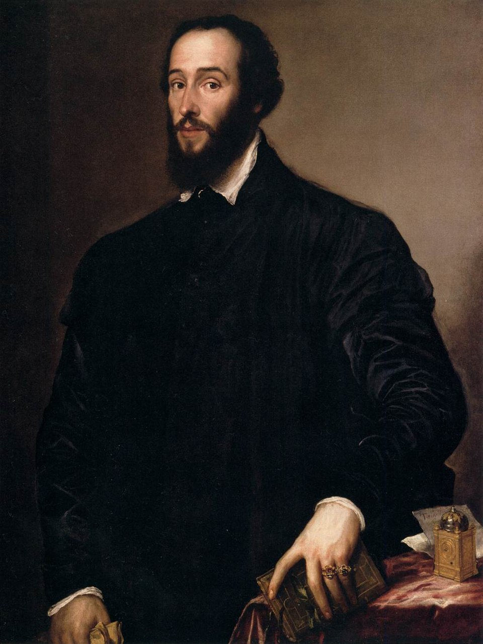 Portrait of Antoine Perrenot de Granvelle by Titian – Renaissance Masterpiece, Nelson-Atkins Museum. Portrait of a man in a dark coat with a neutral background