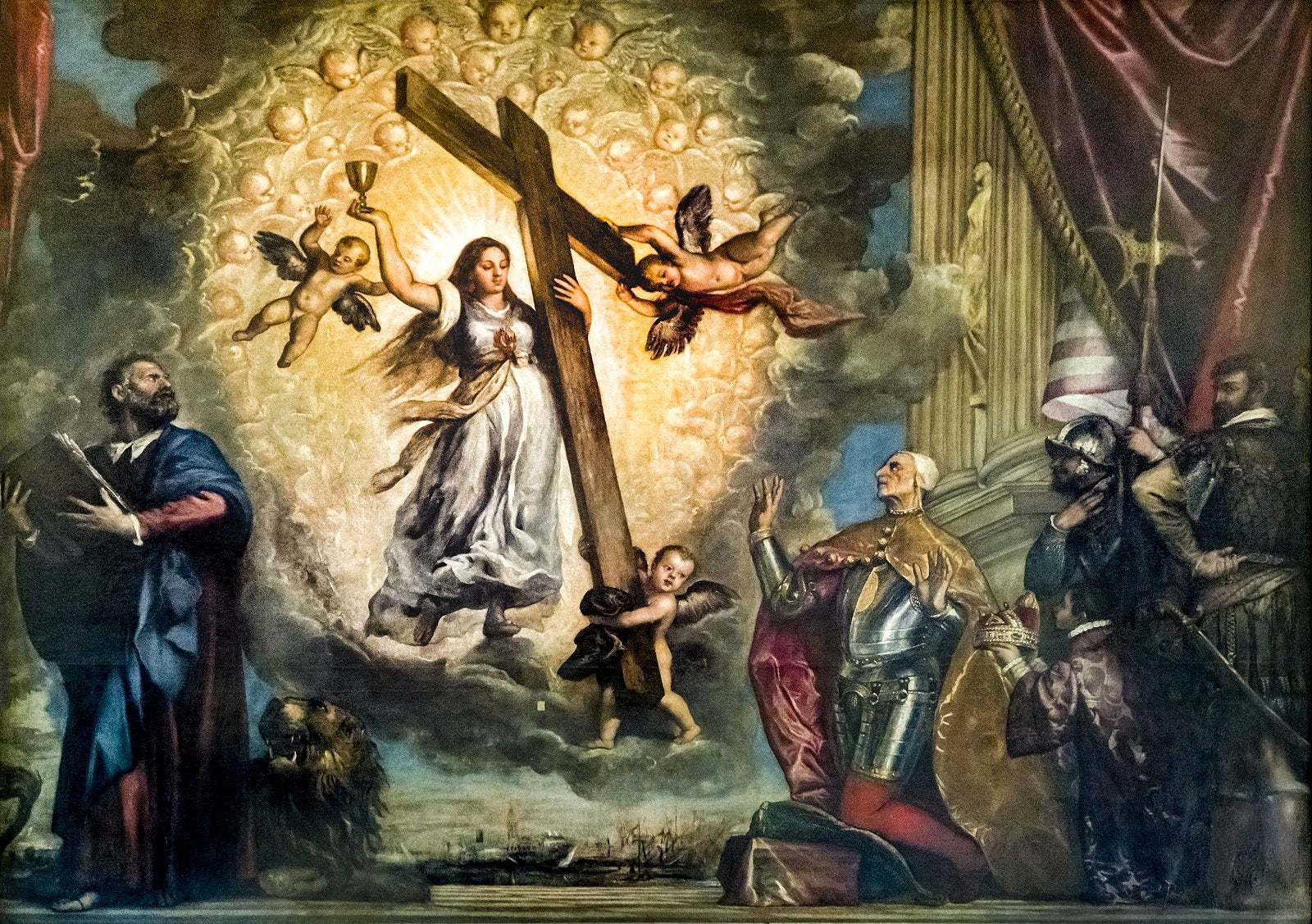 Doge Antonio Grimani Kneeling Before the Faith – Marco Vecellio after Titian