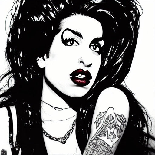 Amy Winehouse POP ART Wall Art Original Oil Painting on Canvas by Blue Surf Art