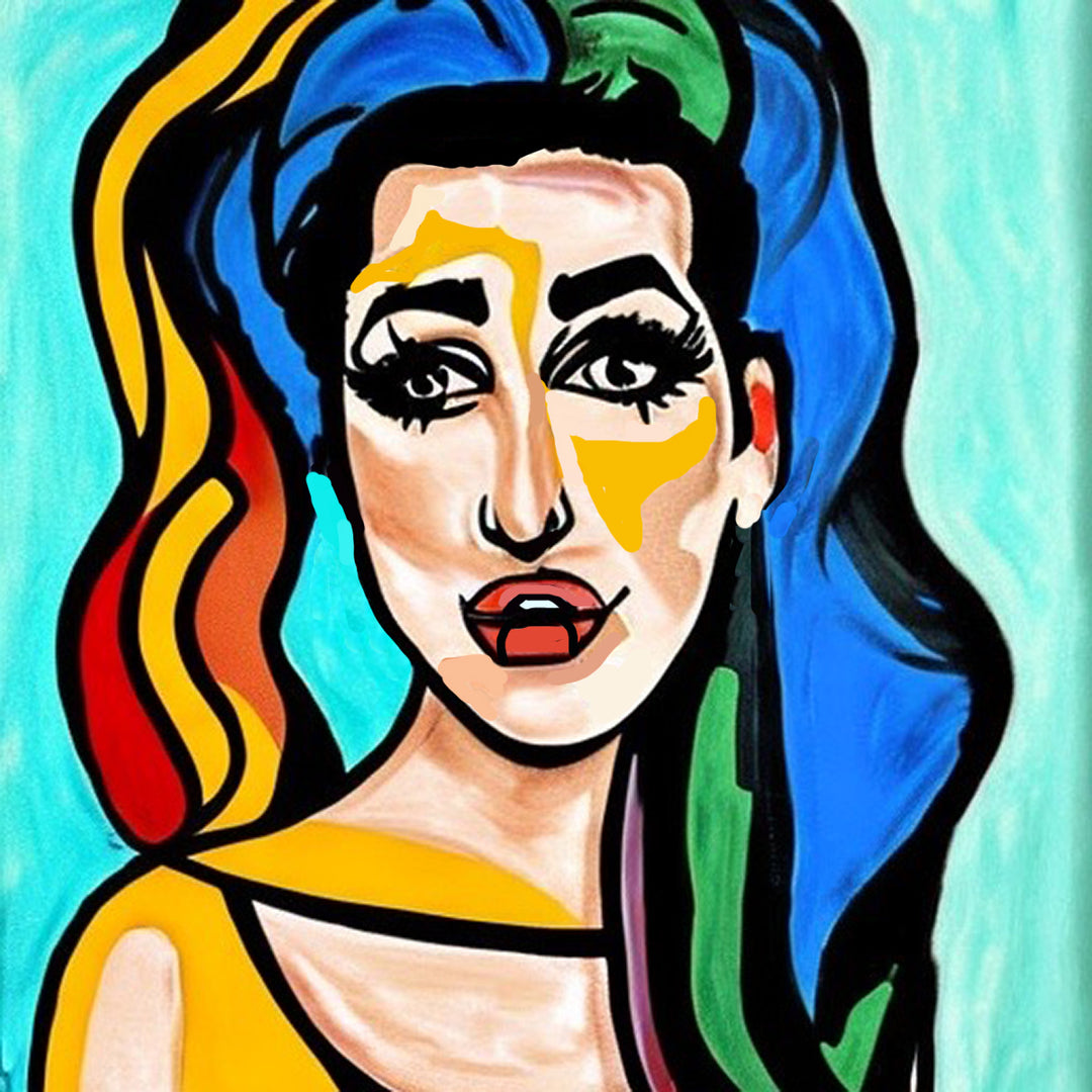 Amy Winehouse POP ART Wall Art 100% Hand Painted Art Painting by Blue Surf Art