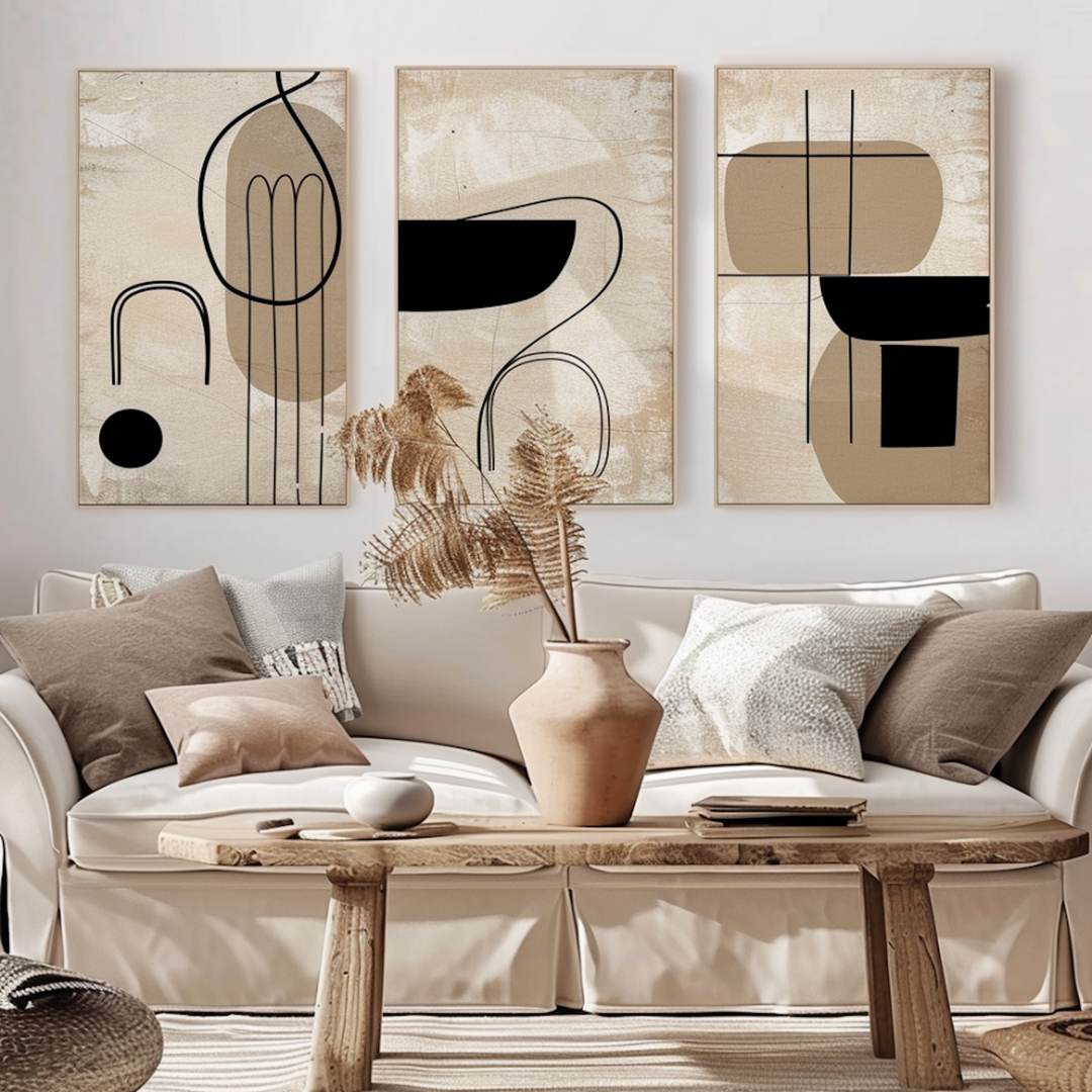 Abstract Wall Art Print Set of Three Painting Minimalist Paintings