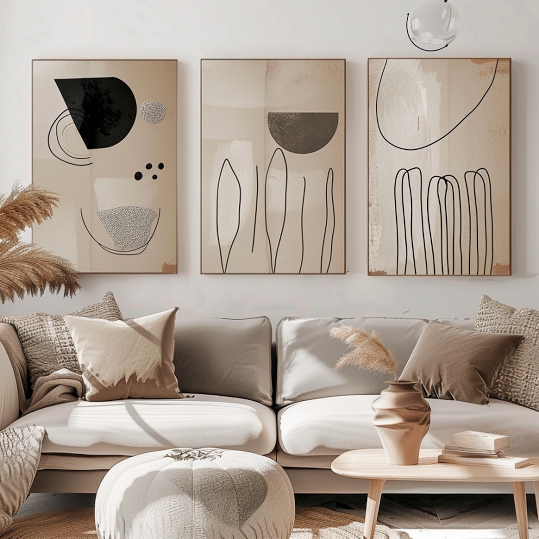 Abstract Wall Art Print Set Three Painting Minimalist Paintings No. #4