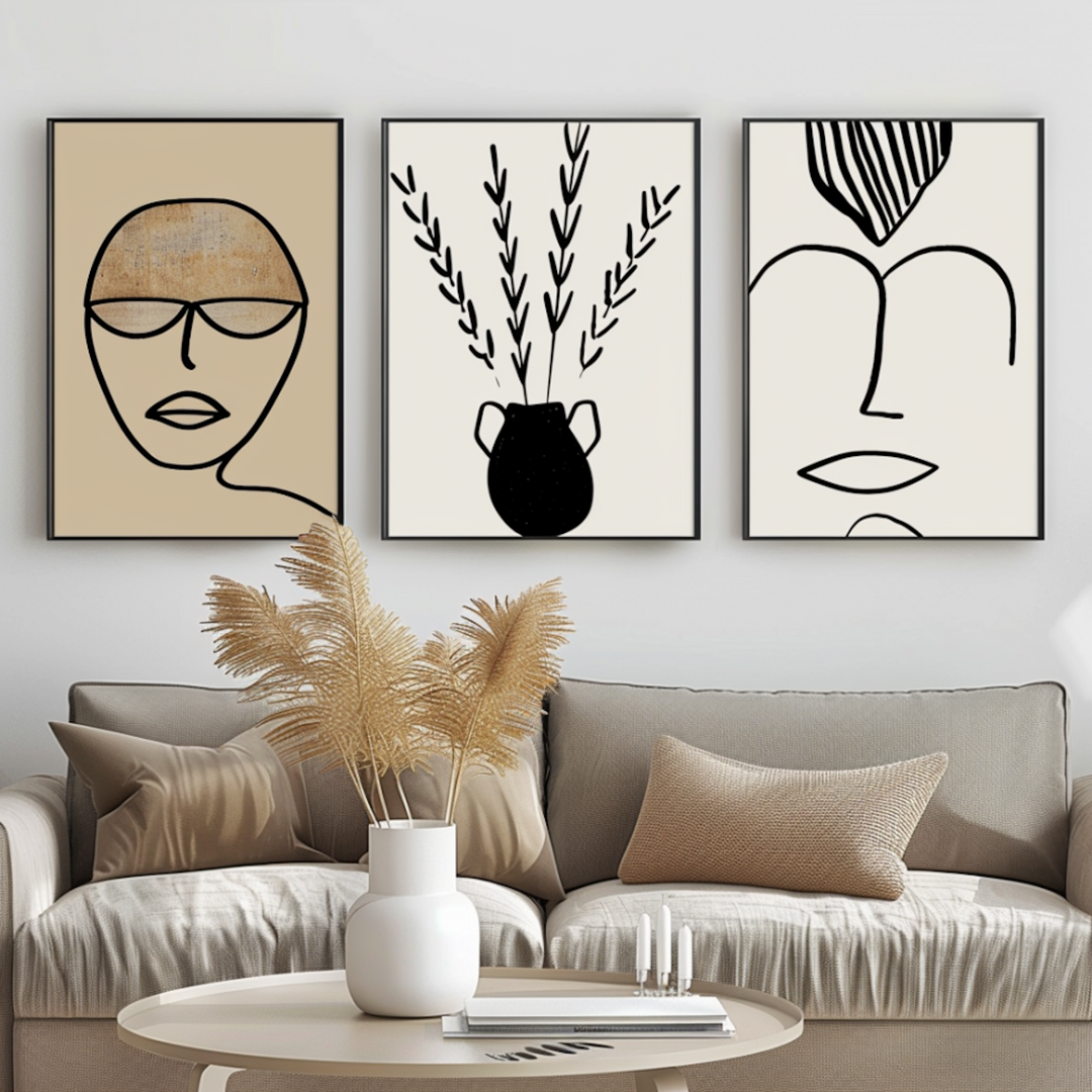 Abstract Wall Art Print Set Three Painting Minimalist Paintings No. #5