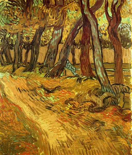 The Garden of Saint-Paul Hospital with Figure (1889) by Van Gogh — Kröller-Müller Museum
