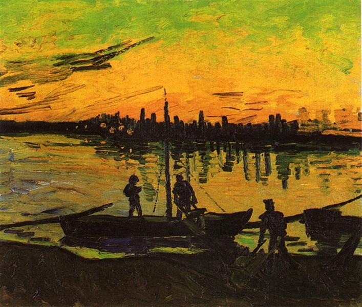 Coal Barges (1888) by Van Gogh — Private Collection Riverside Scene