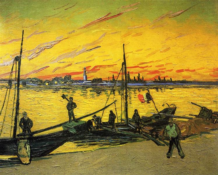 Coal Barges (1888) by Van Gogh — Private Collection River Scene