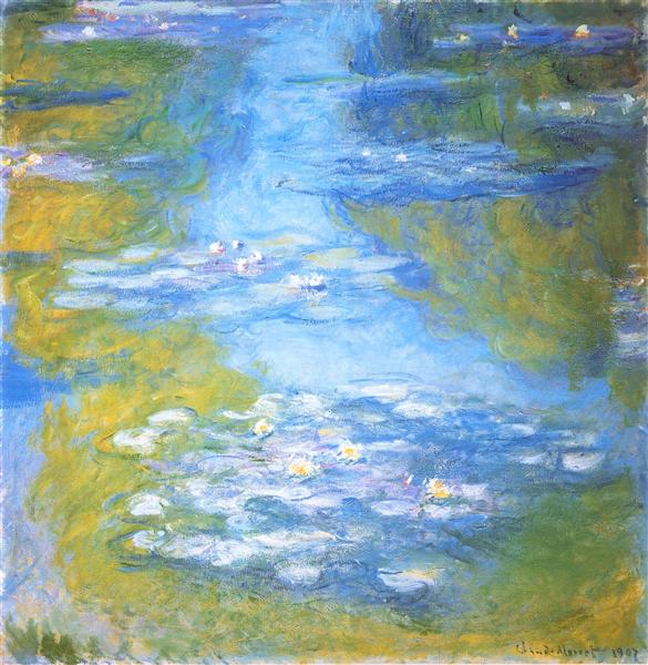 Shop Water Lilies (1907) by Claude Monet, a luminous Impressionist masterpiece recreated as a museum-quality oil on canvas reproduction.