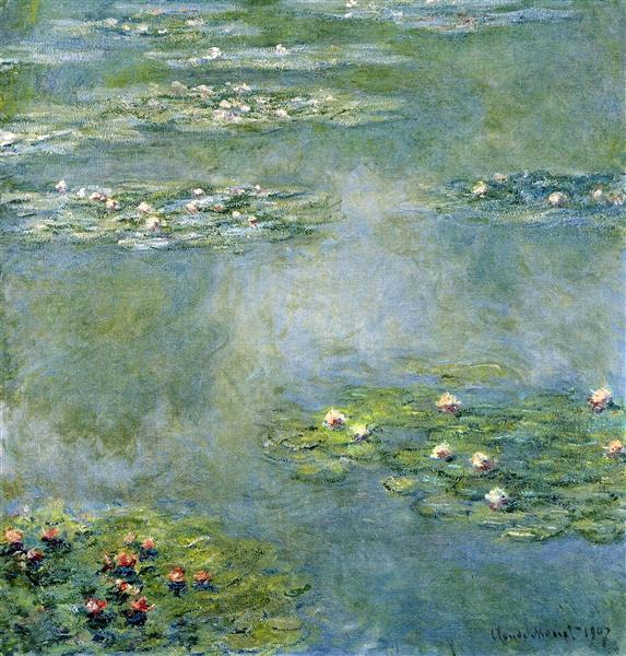 Water Lilies 1907 by Claude Monet | Impressionist Oil Painting Reproduction