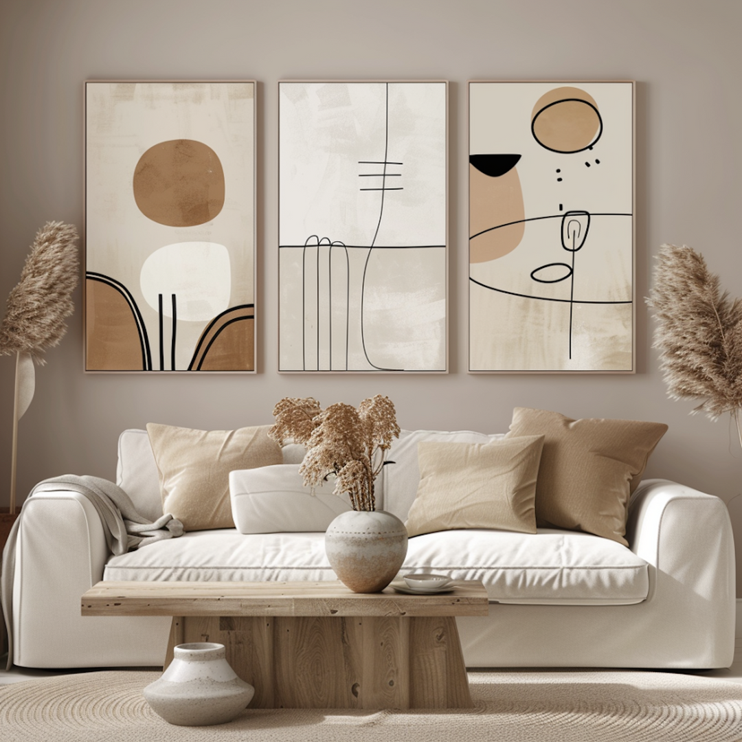 Abstract Wall Art Print Set Three Painting Minimalist Paintings No. #9