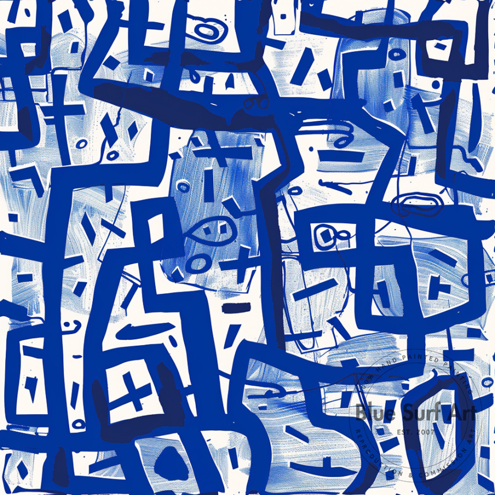 Abstract Art with Textured Hand Painted Oil on Canvas Blue Abstract Art