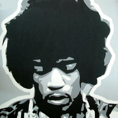 Jimi Hendrix Wall Art Pop Art Original 100% Hand Painted Art. Blue Surf Art