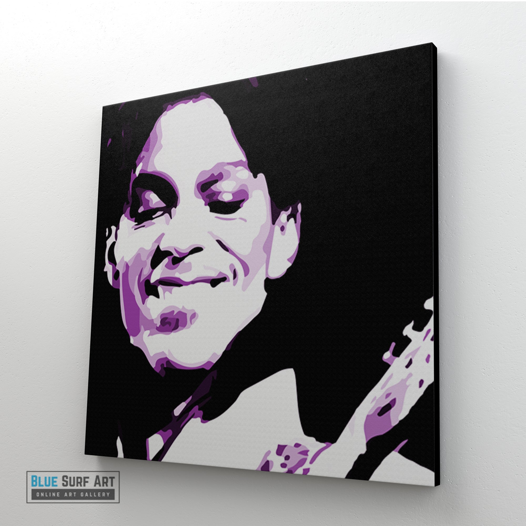 Prince Rogers Nelson Purple Rain Pop Art Original Oil Painting on Canvas by Blue Surf Art