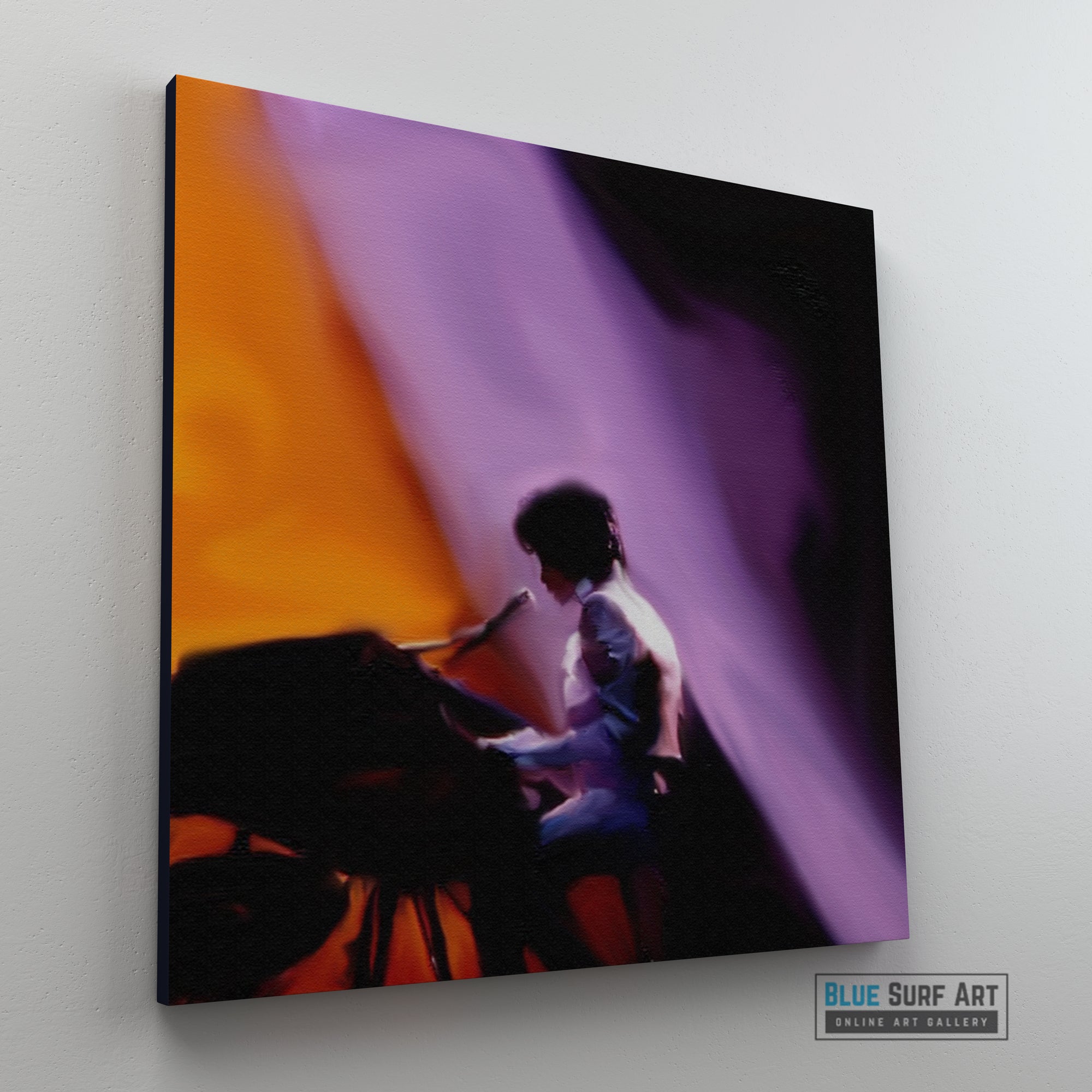 Prince Rogers Nelson Wall Art Prince on Stage Play the Piano Painting. Prince Rogers Nelson Pop Art Painting, Prince Fans Art Blue Surf Art