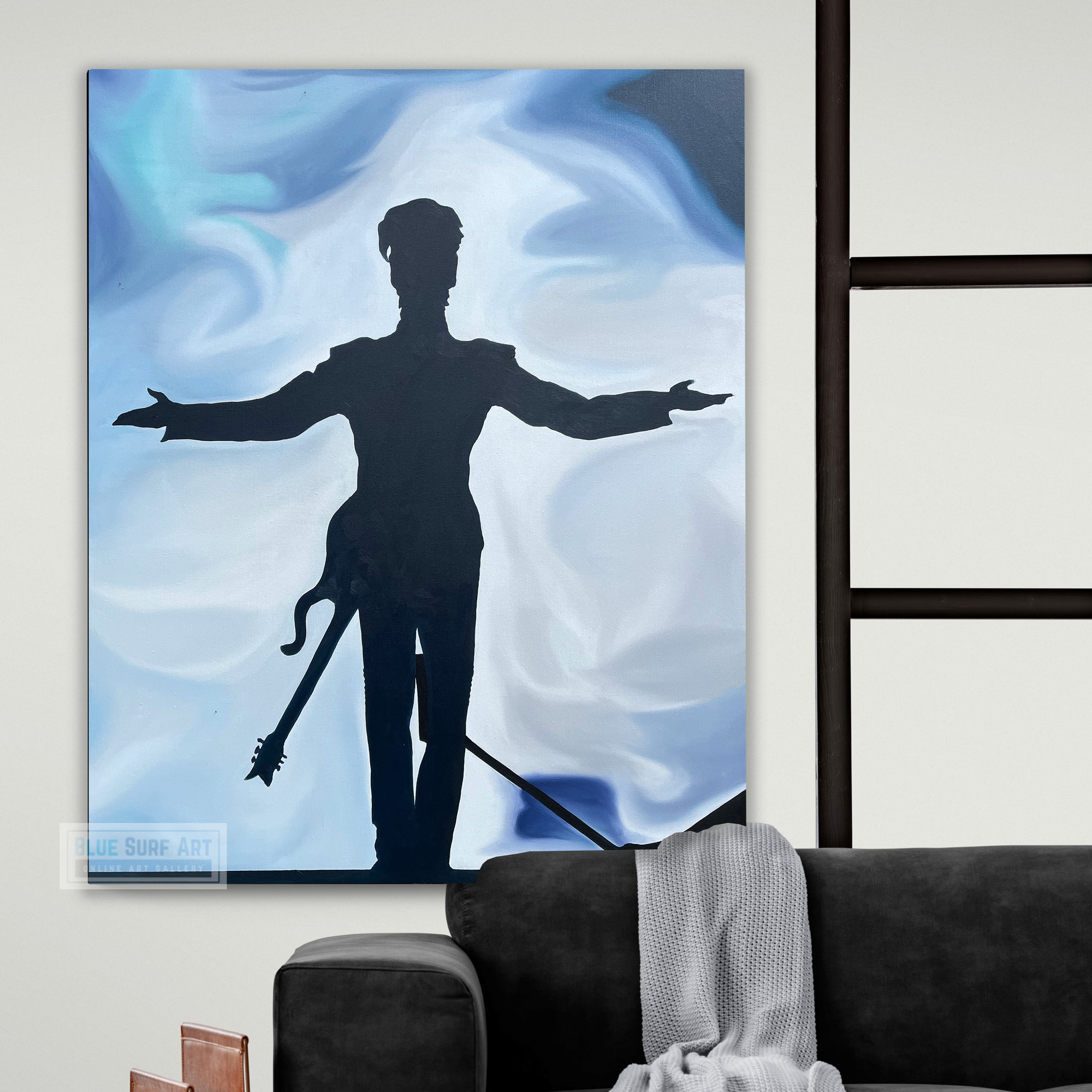 Prince Rogers Nelson Wall Art Prince on Stage Hand Painted Painting. Prince Performing on stage art, prince purple rain canvas art painting