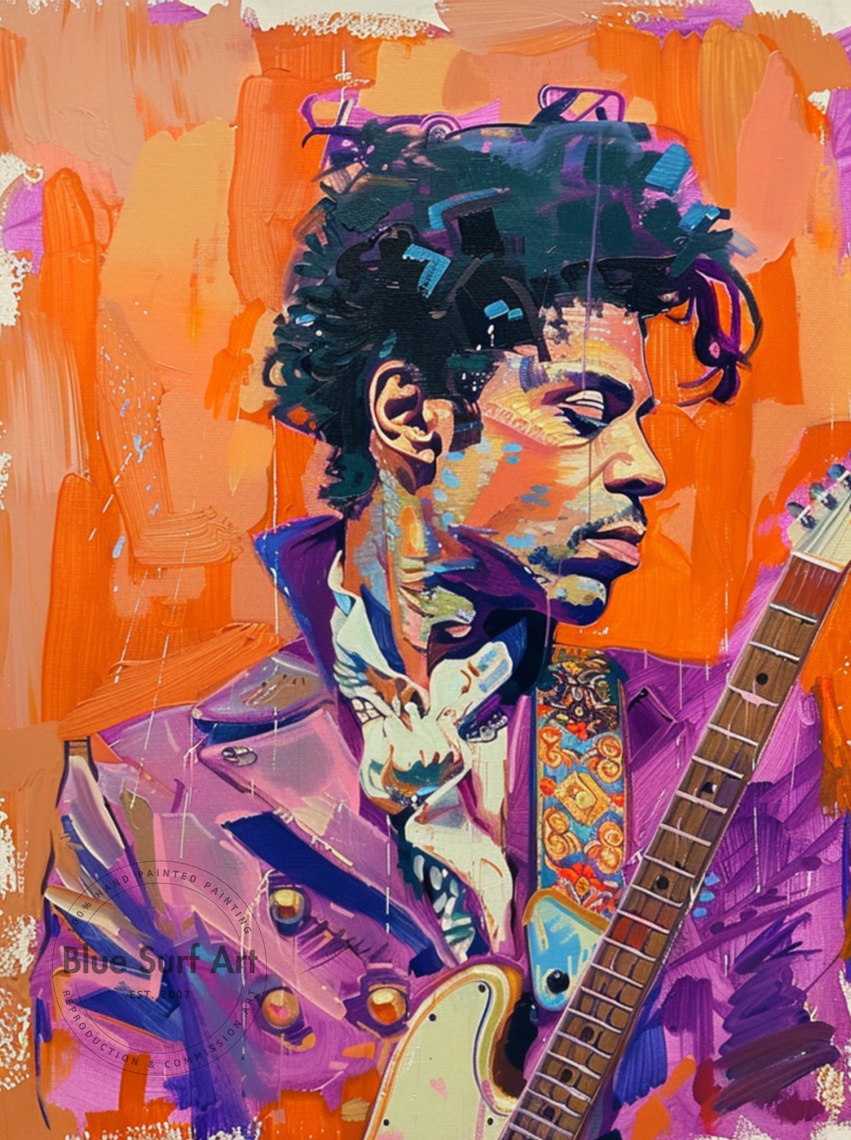 Prince Rogers Nelson Wall Art Portrait Pop Art Original Oil on Canvas