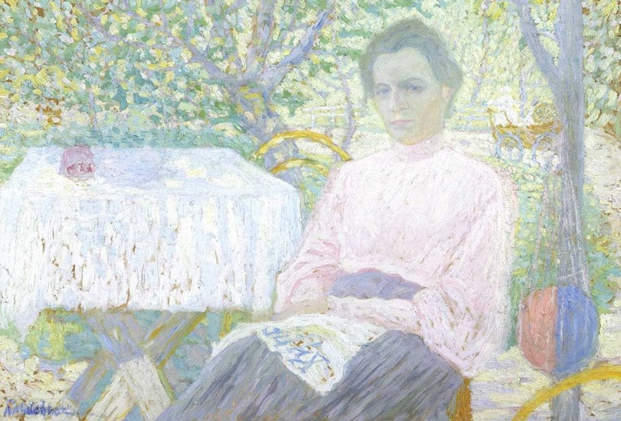 Woman reading newspaper