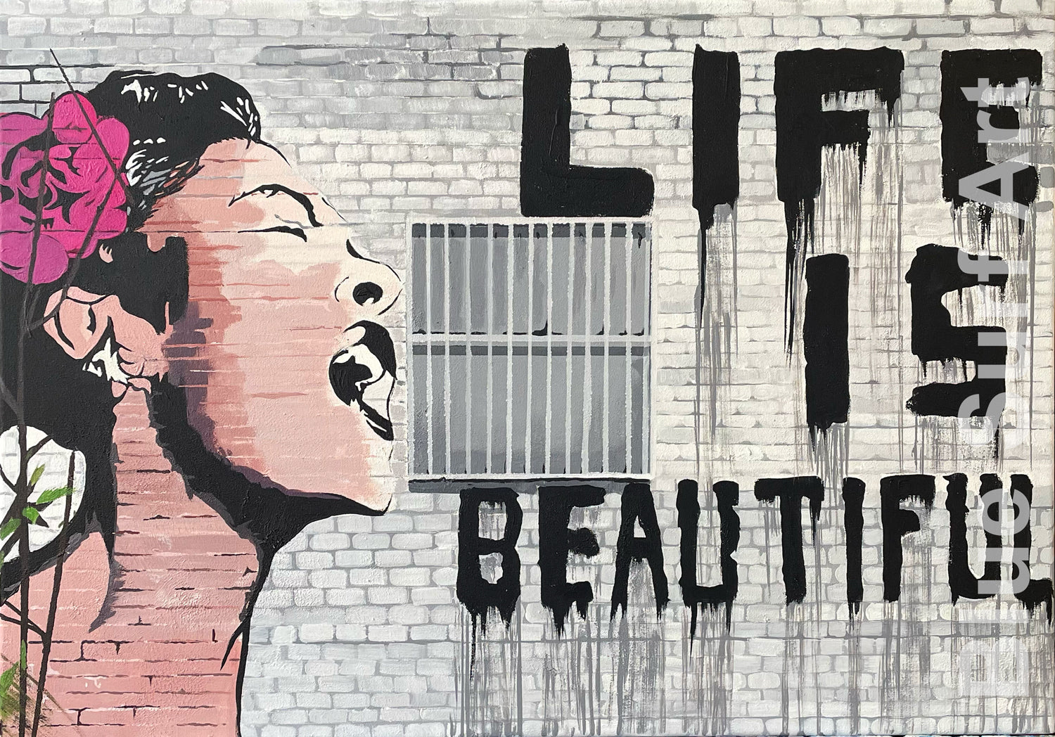 Banksy Life is Beautiful, Banksy Street Art Banksy Canvas Art Painting