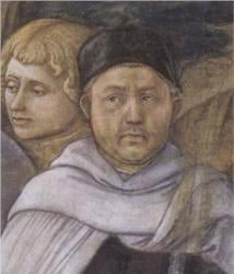 Portrait of a man with a sword, wearing a dark robe and light cloak, with another person partially visible.