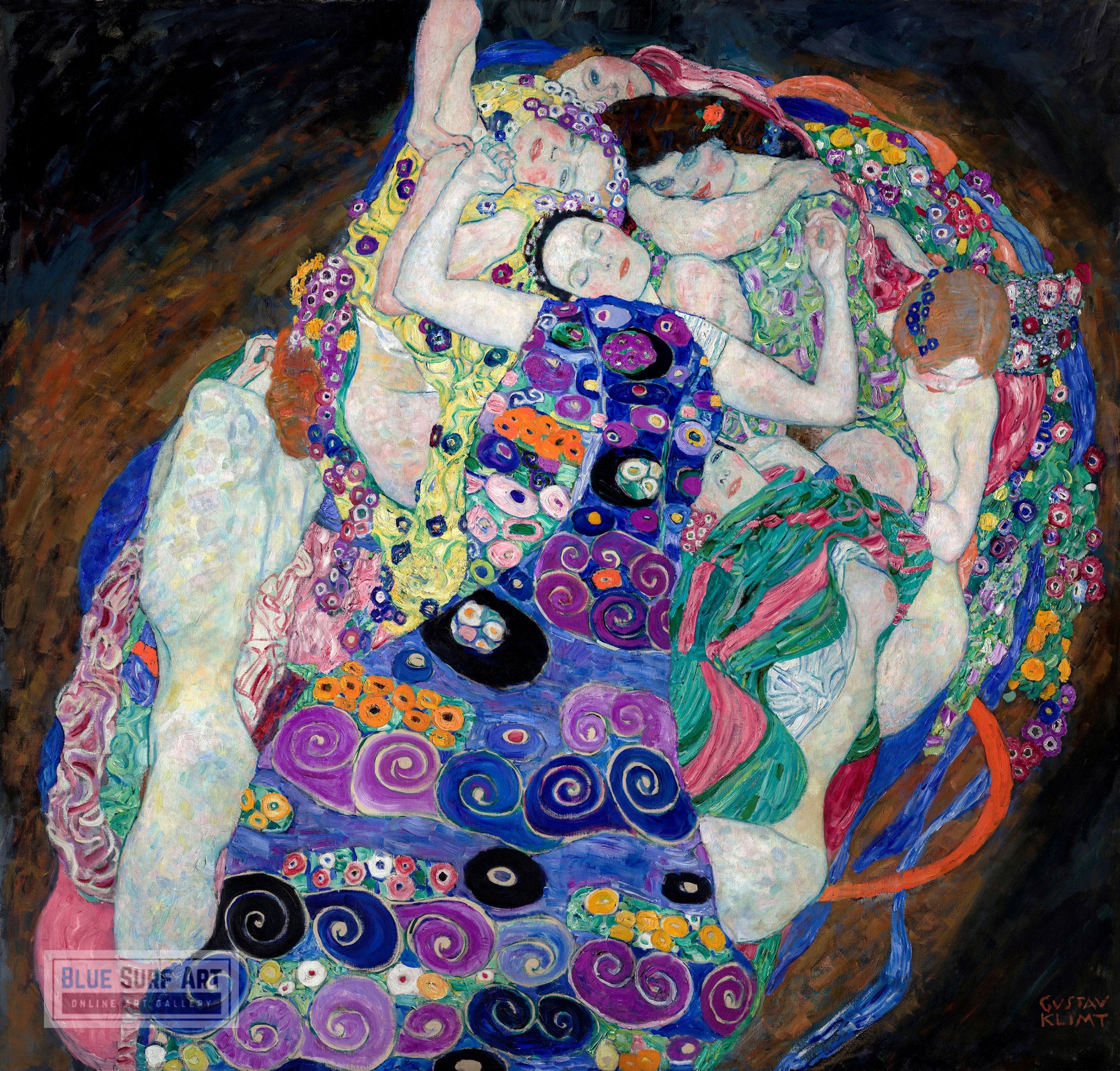 The Virgin Maiden Painting by Gustav Klimt – Blue Surf Art