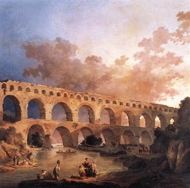 The Pont du Gard by Hubert Robert, reproduction by blue surf art