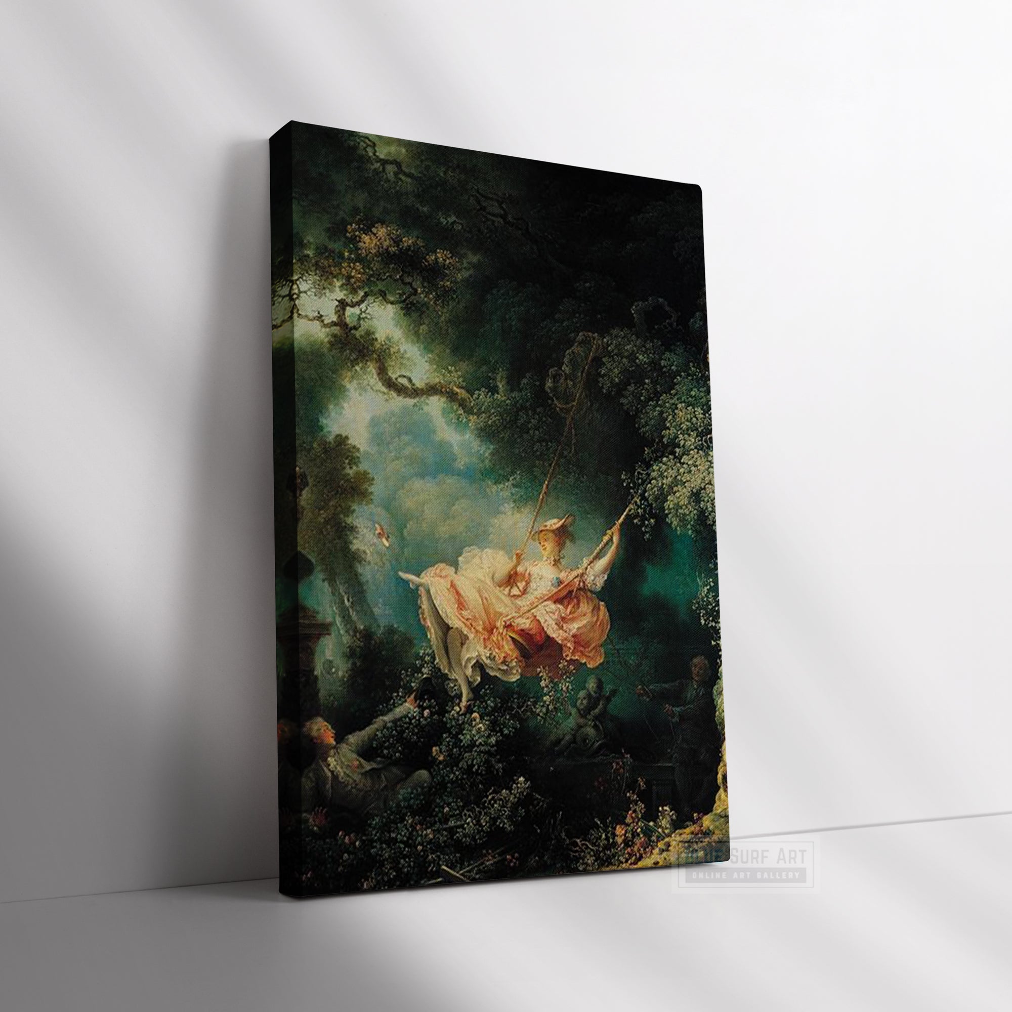 The Swing by Jean-Honoré Fragonard. Jean Fragonard artwork, Jean Fragonard painting, Jean Fragonard masterpiece, Jean Fragonard reproduction. Jean Fragonard famous artwork - blue surf art