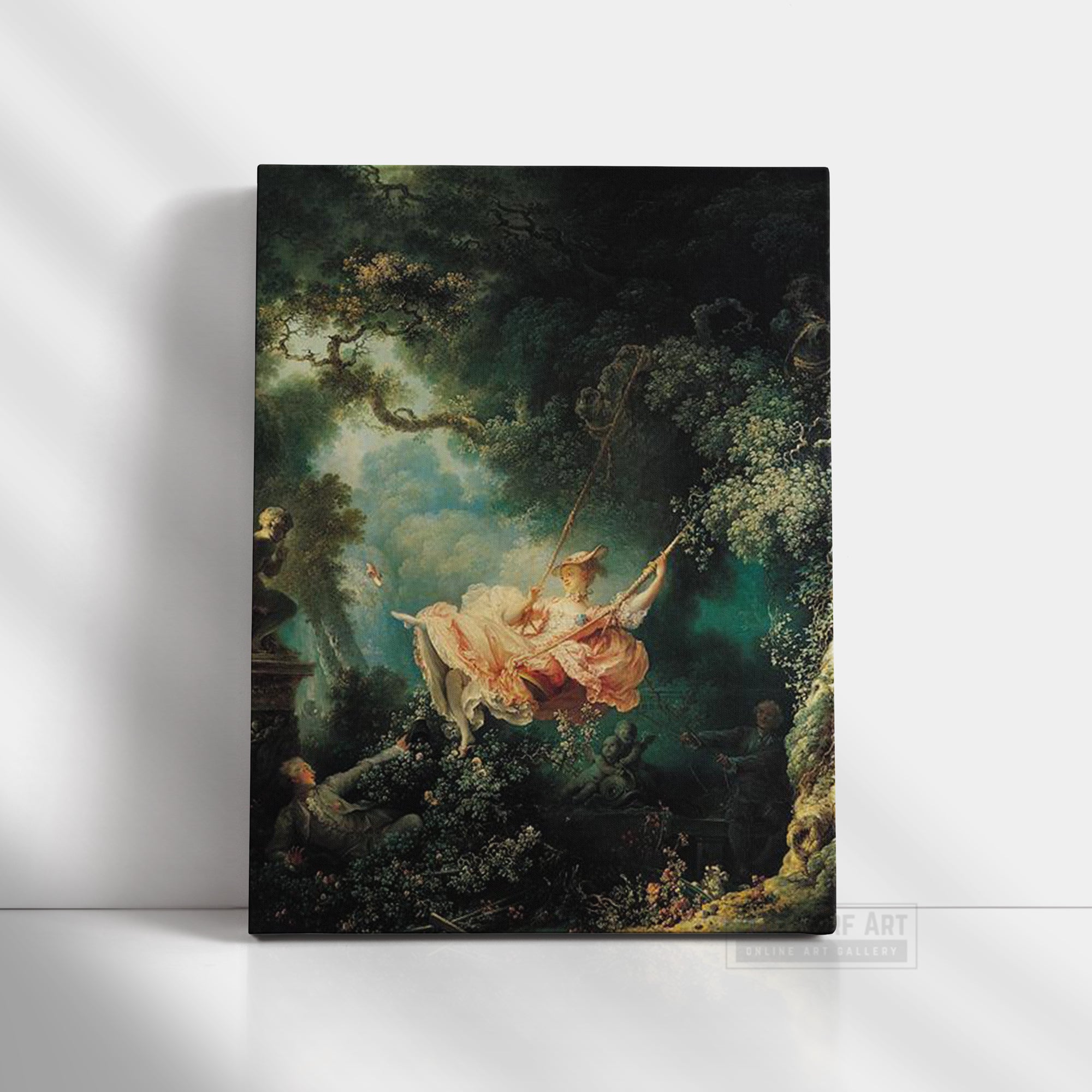 The Swing by Jean-Honoré Fragonard. Jean Fragonard artwork, Jean Fragonard painting, Jean Fragonard masterpiece, Jean Fragonard reproduction. Jean Fragonard famous artwork - blue surf art