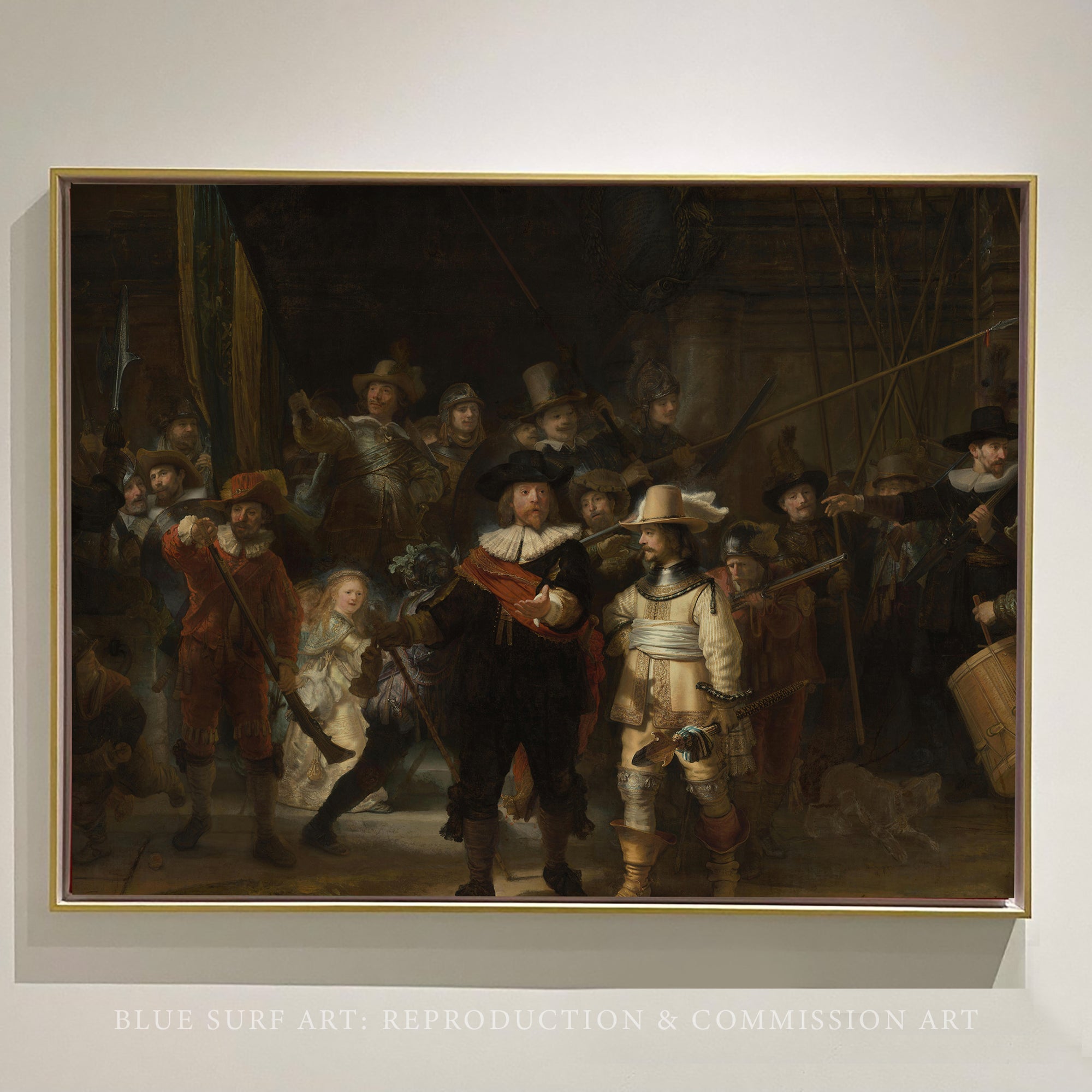 The Night Watch Painting by Rembrandt Reproduction Oil on Canvas by Blue Surf Art