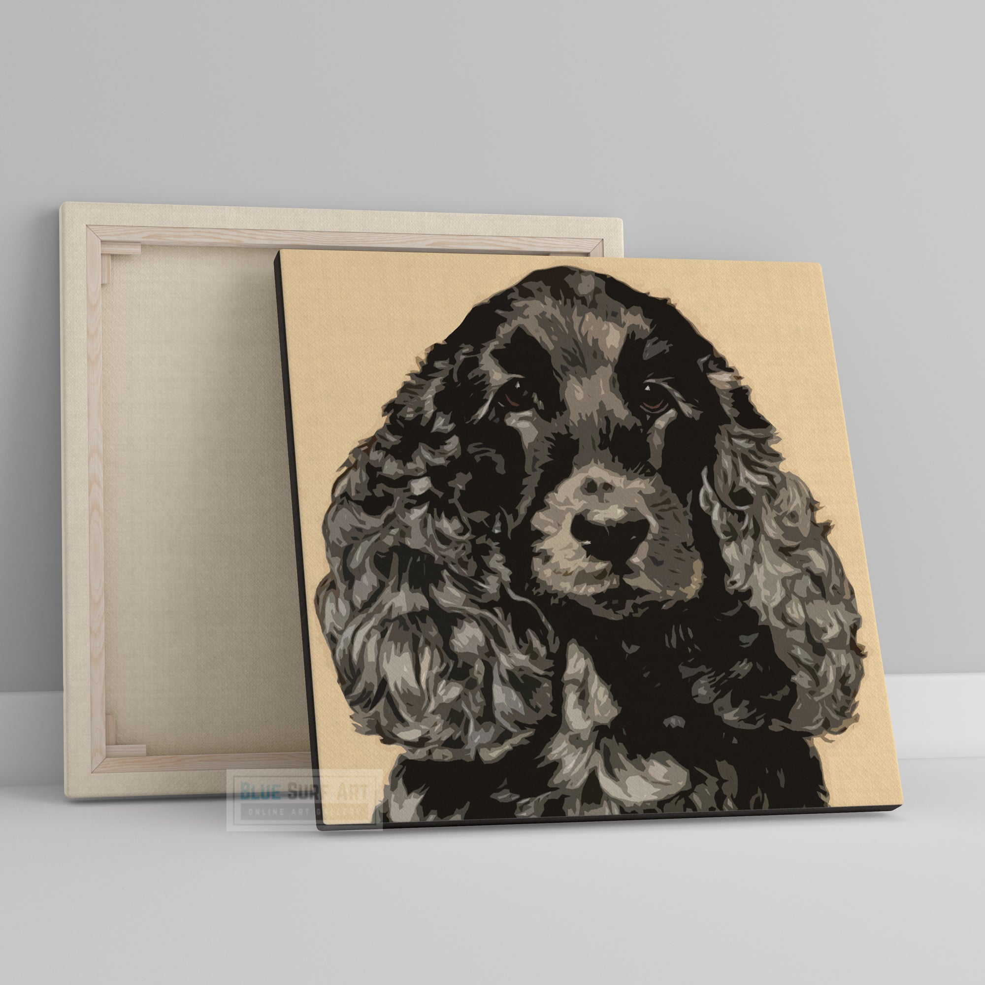 American Cocker Spaniel Wall Art Dog Puppy Original Oil on Canvas Painting by Blue Surf Art - 1