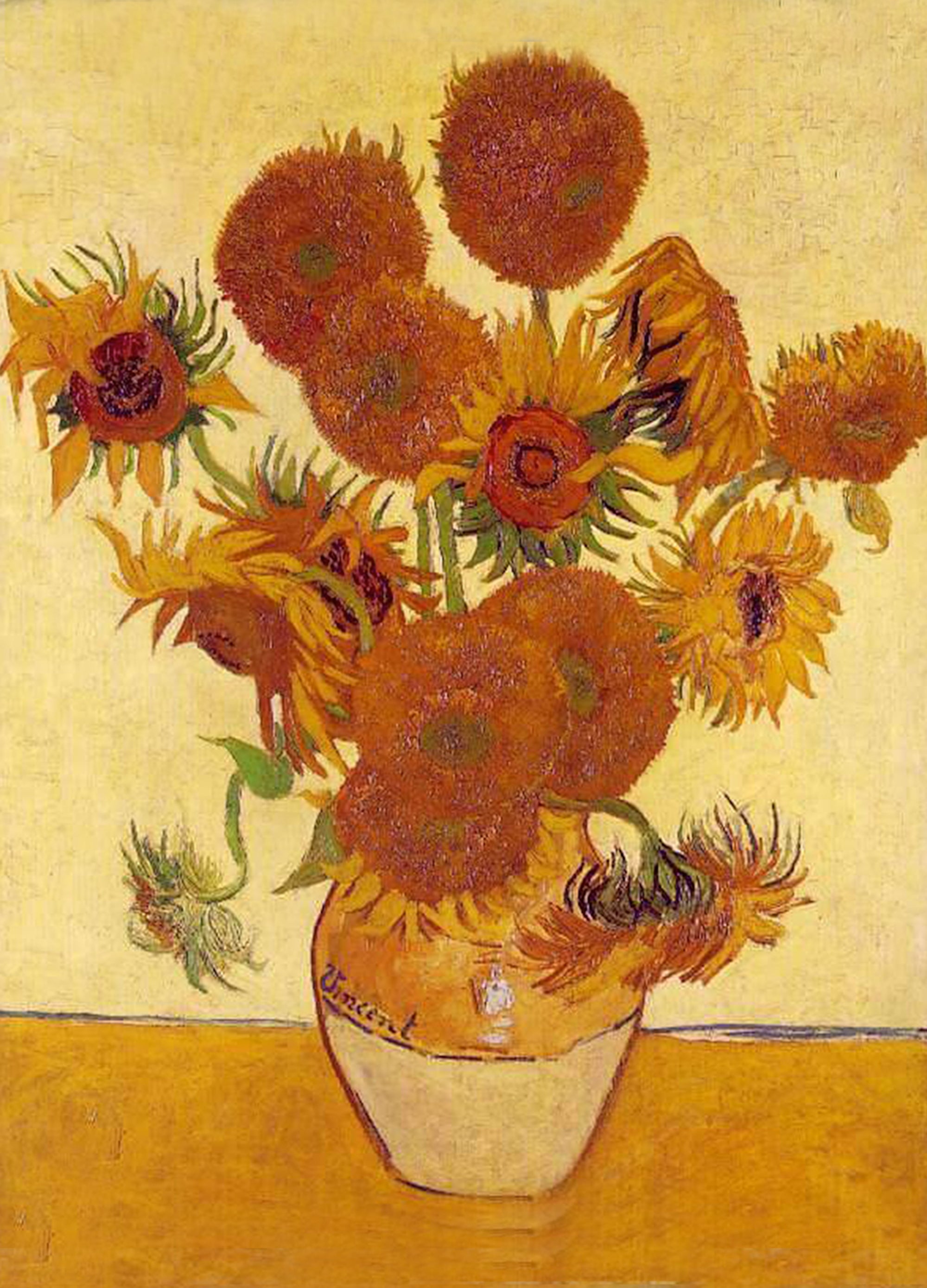 Sunflowers, 1888 by Vincent van Gogh, reproduction, blue surf art, flowers art
