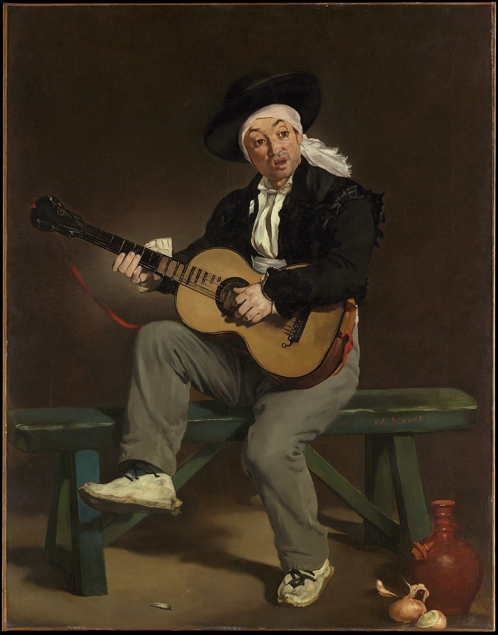 The Spanish Singer by Edouard Manet. Edouard Manet, Reproduction Oil on Canvas. Manet artworks, Manet reproduction, Manet famous work, manet painting, manet print, manet poster, manet fans art, manet gift art, Edouard Manet masterpiece