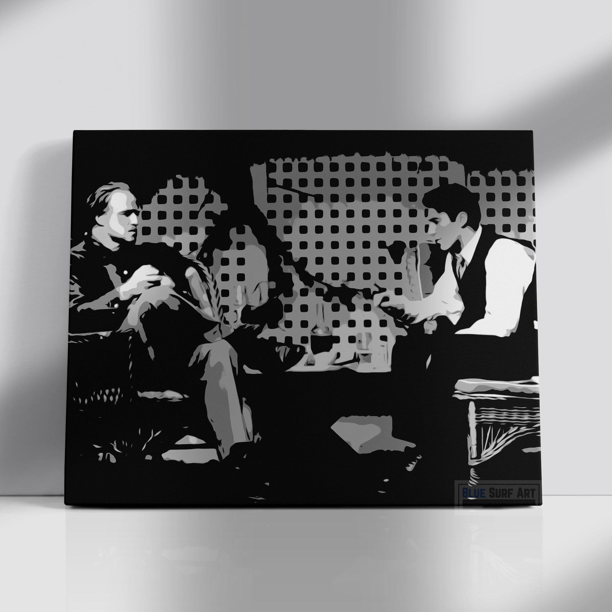 The Godfather Scene Wall Art Movies Original Oil on Canvas Painting Pop Art by Blue Surf Art - 1